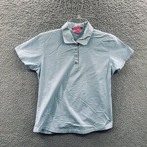 Peter Millar Womens Polo‎ Top Medium Blue 100% Cotton Short Sleeve Shirt